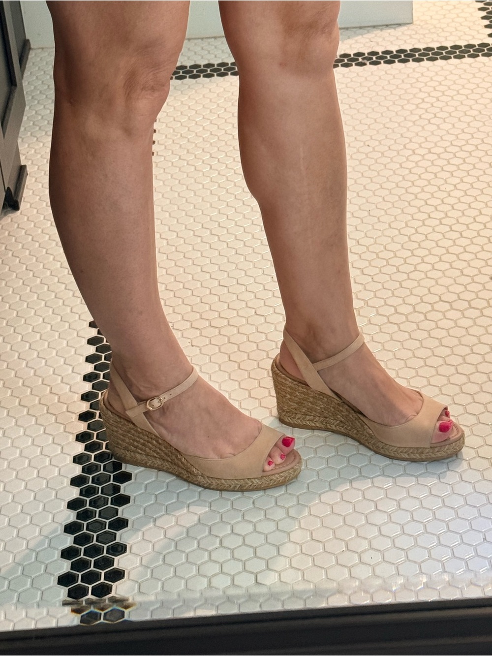 Stuart Weitzman Mirela II Nude Suede Espadrille Wedge Sandals 7.5. Like New. - Picture 2 of 11